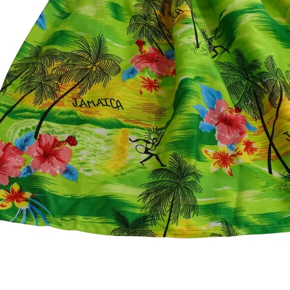 Revue Jamaica Tropical Smocked Green Sundress Dress Girls Size S Spaghetti Strap - Picture 3 of 7